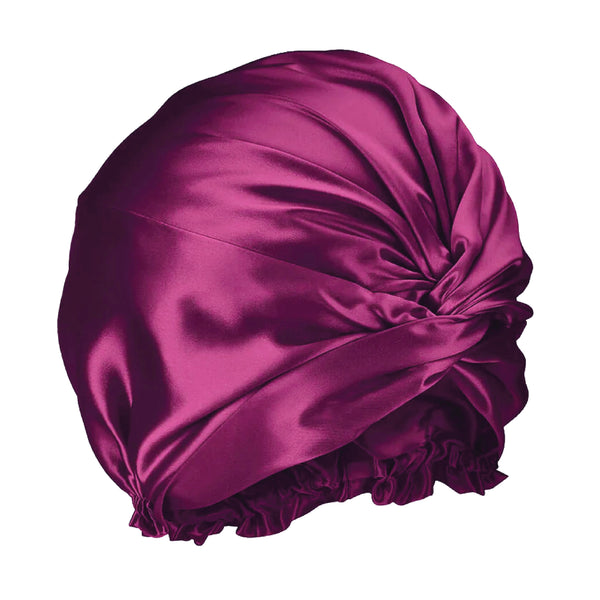 Silk Hair Bonnet - Burgundy Color - 22 Momme