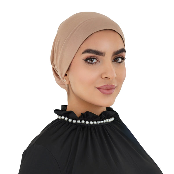 أمطة مبطنة حرير ( قبعة تحت الحجاب ) - لون بيج