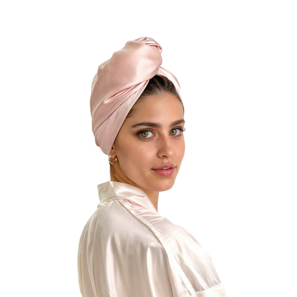 Pure Silk Hair Towel 2 in 1 - Royal Navy Color - 22Momme